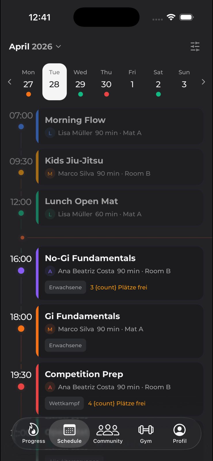 ActiveJoin app gallery with member training photos