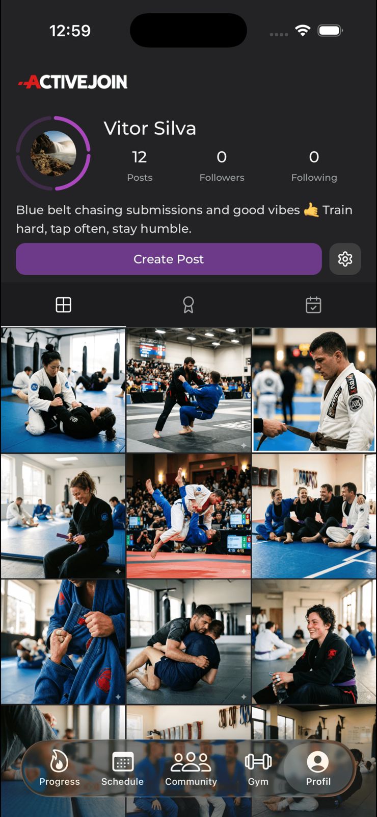 ActiveJoin app schedule view